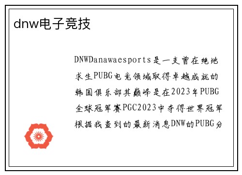 dnw电子竞技